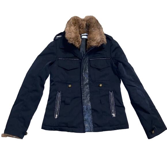 Pinko Faux Fur and Snakeskin front small coat Length 24, Bust 16, Shoulders 14 - Picture 2 of 15